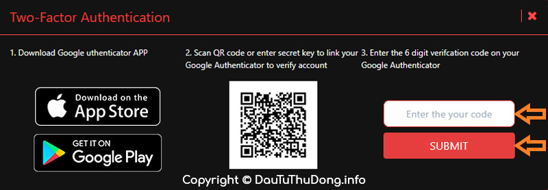 Quét mã QR bật 2FA sàn Buss Trade