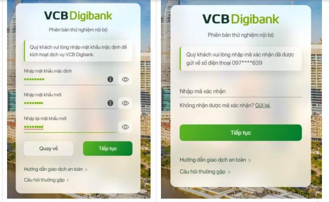 Đổi mật khẩu VCB Digibank lần đầu
