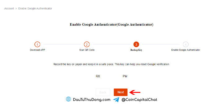 Enable Google Authenticator MoonXBT
