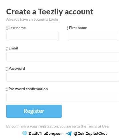 Đăng ký tài khoản kiếm tiền với Teezily
