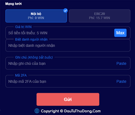 Rút, thanh khoản WIN