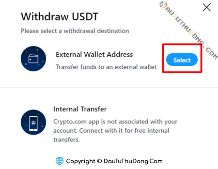 Withdraw coin on Crypto Com